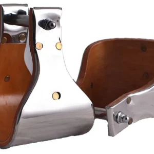 Showman® Polished Stainless Steel Covered Wood Western Stirrups