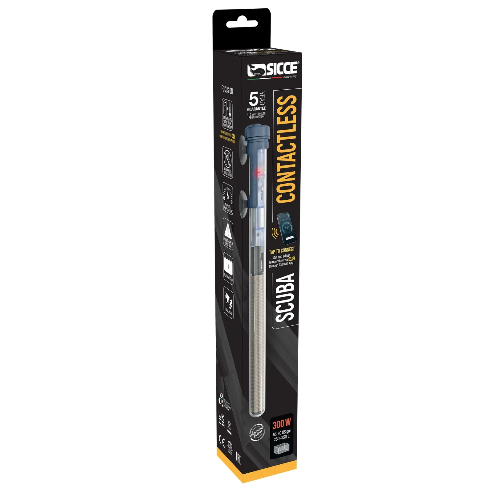 Sicce SCUBA Contactless Submersible Heater, 300W