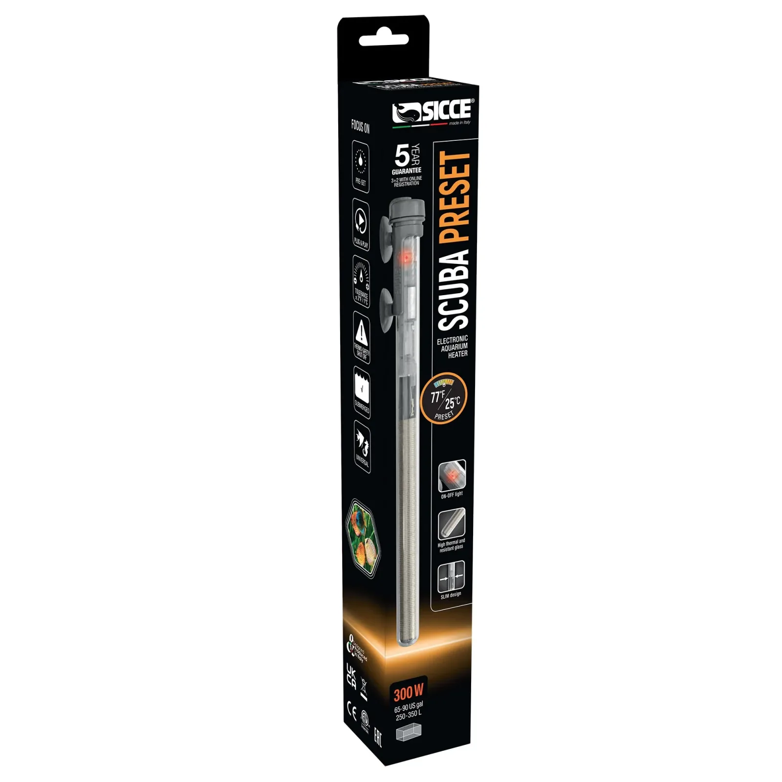 Sicce SCUBA Preset Submersible Heater, 300W