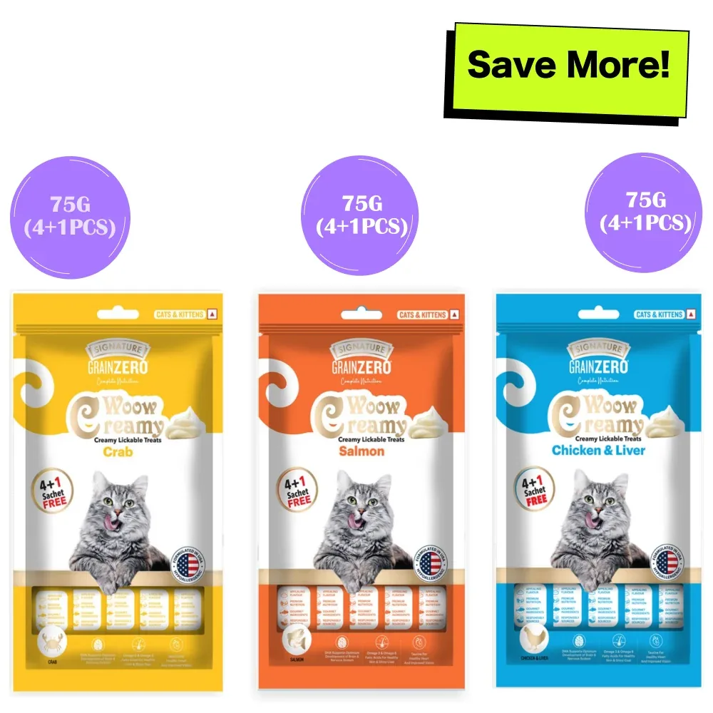 Signature Grain Zero Crab, Salmon, Chicken and Liver Lickable Creamy Cat Treats Combo
