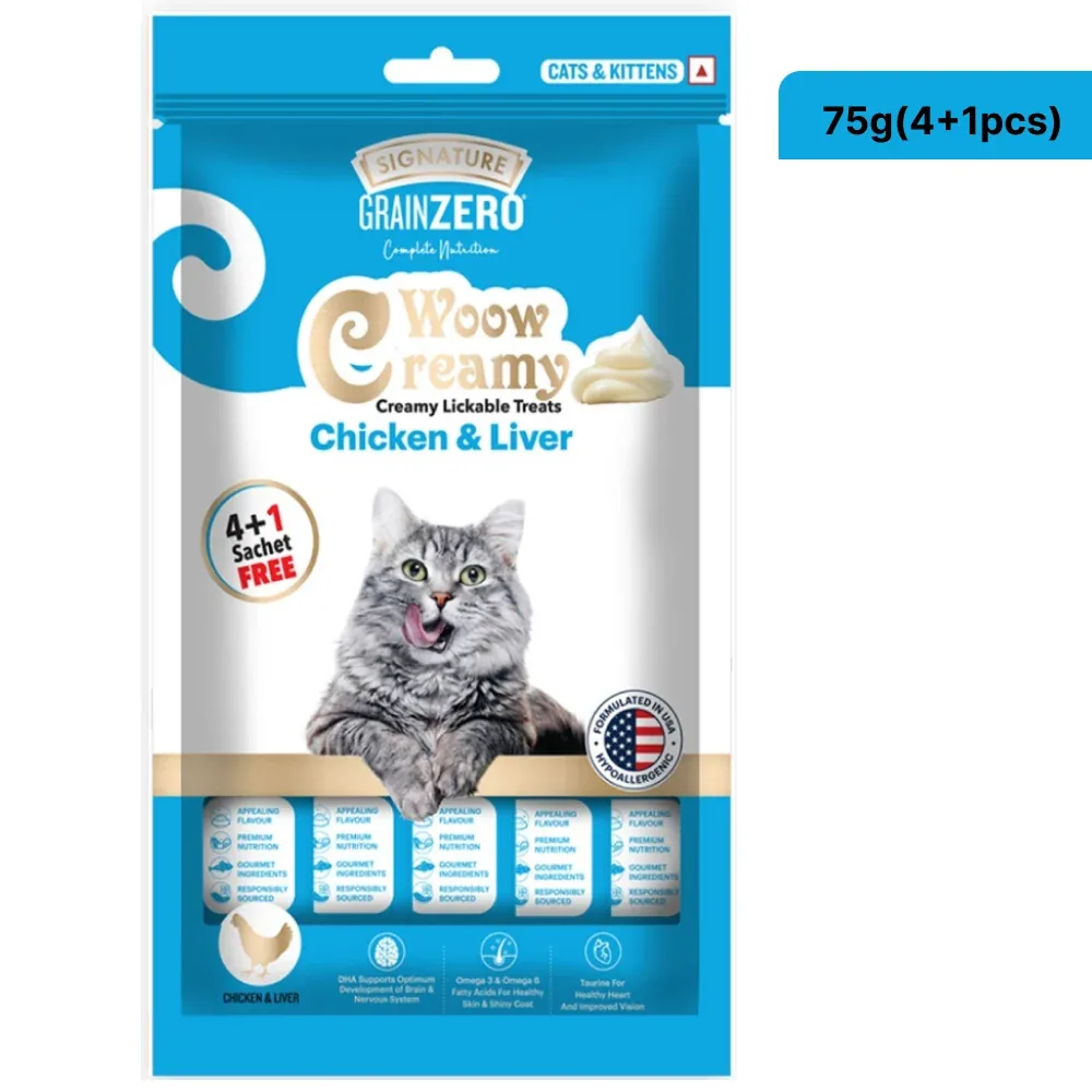 Signature Grain Zero Crab, Salmon, Chicken and Liver Lickable Creamy Cat Treats Combo - Image 2