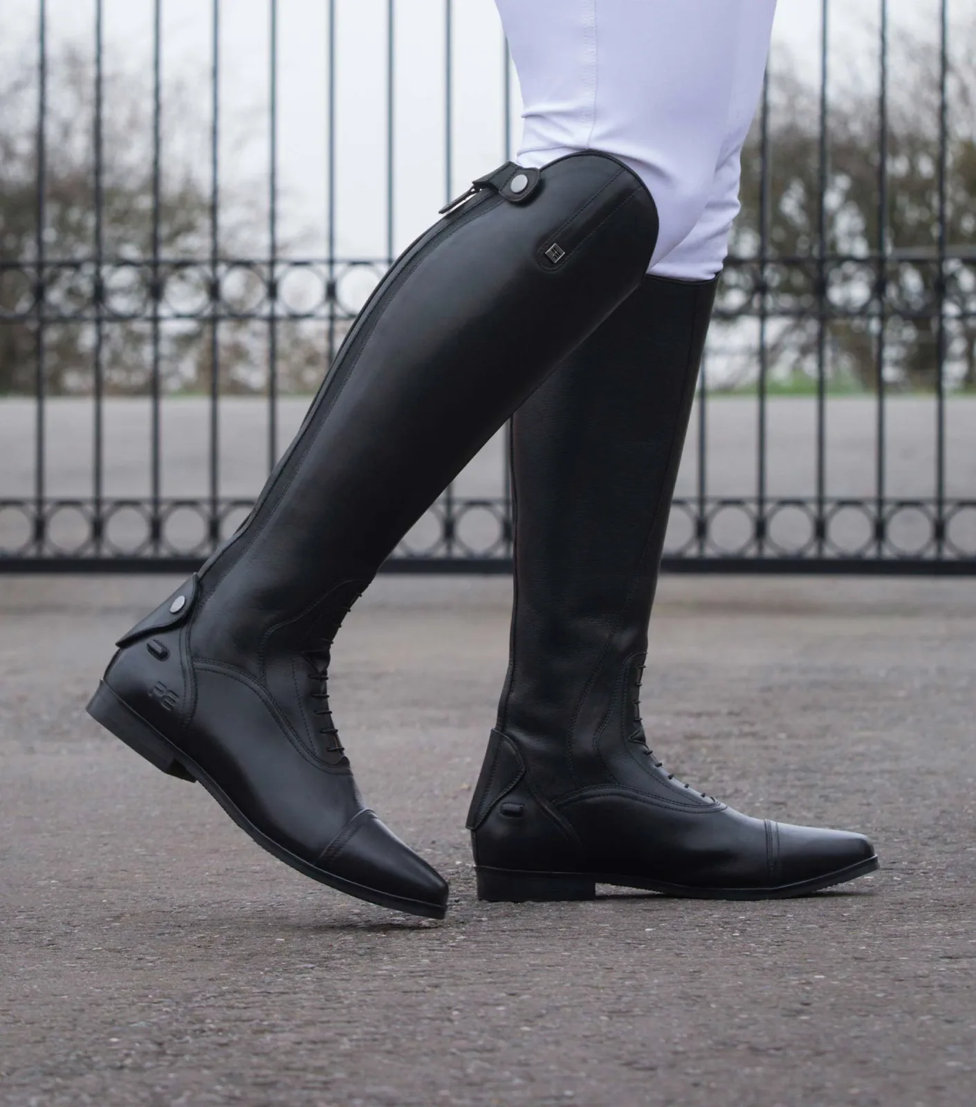 Silentio Mens Leather Field Tall Riding Boots Black - Image 2