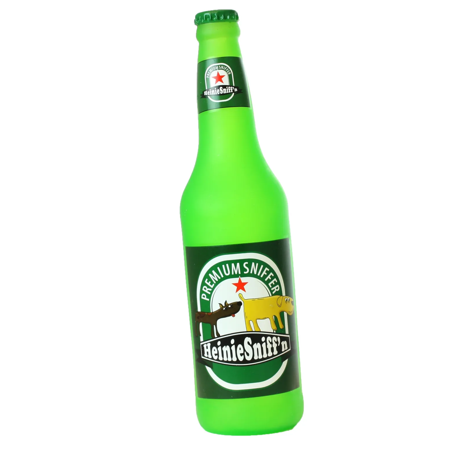 Silly Squeakers Beer Bottle Heini Sniffn Squeaky Dog Toy Green 10 in