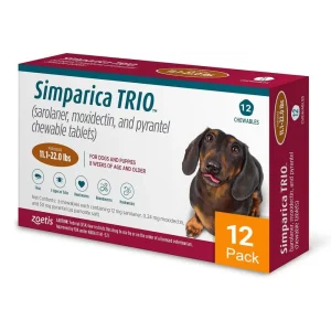 Simparica Trio for Dogs 11.1-22 lbs (5-10 kg) - 12 Pack