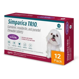 Simparica Trio for Dogs 5.6-11 lbs (2.5-5 kg) - 12 Pack