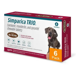 Simparica Trio for Dogs 88.1-132 lbs (40-60 kg) - 6 Pack