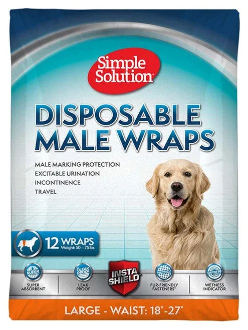 Simple Solution Disposable Male Wraps White LG 12pk - Image 2