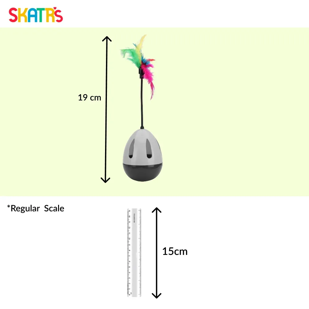 Skatrs Feather Interactive Tumbler Toy for Cats (Grey) - Image 2