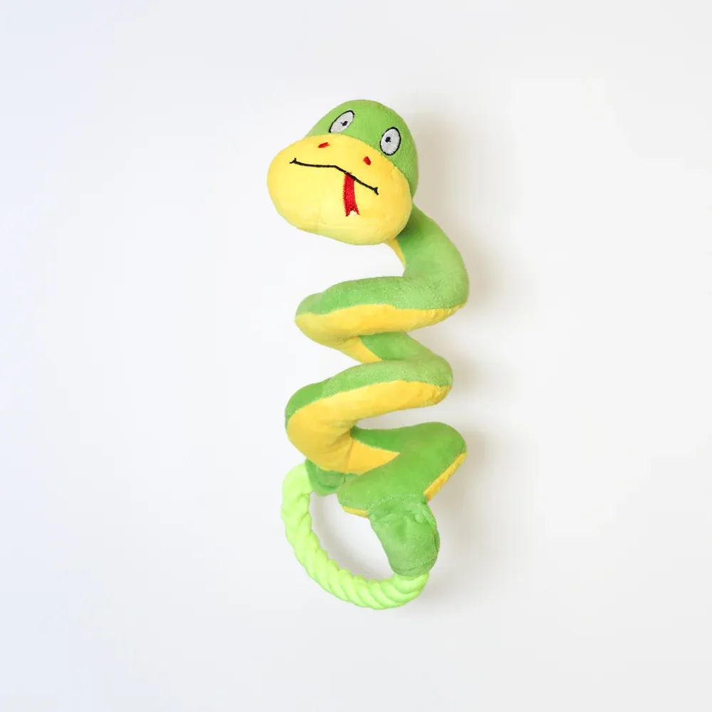 Skatrs Snake Plush Toy with Rope for Dogs