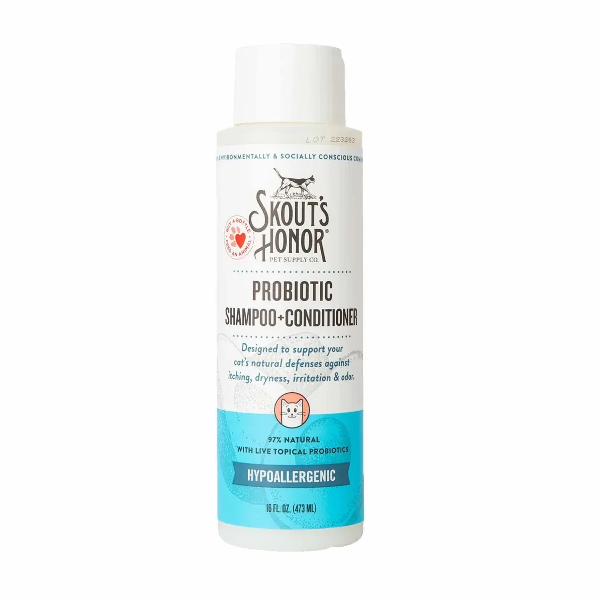 Skout's Honor Cat Probiotic Shampoo + Conditioner Fragrance-Free 16 oz
