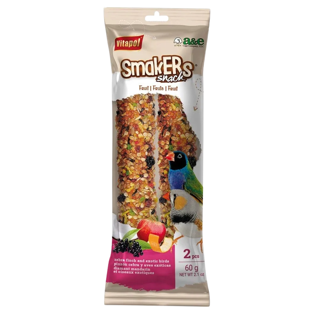 Smakers Zebra Finch Fruit Treat Sticks, 2 Pack, by A&E Cage Co
