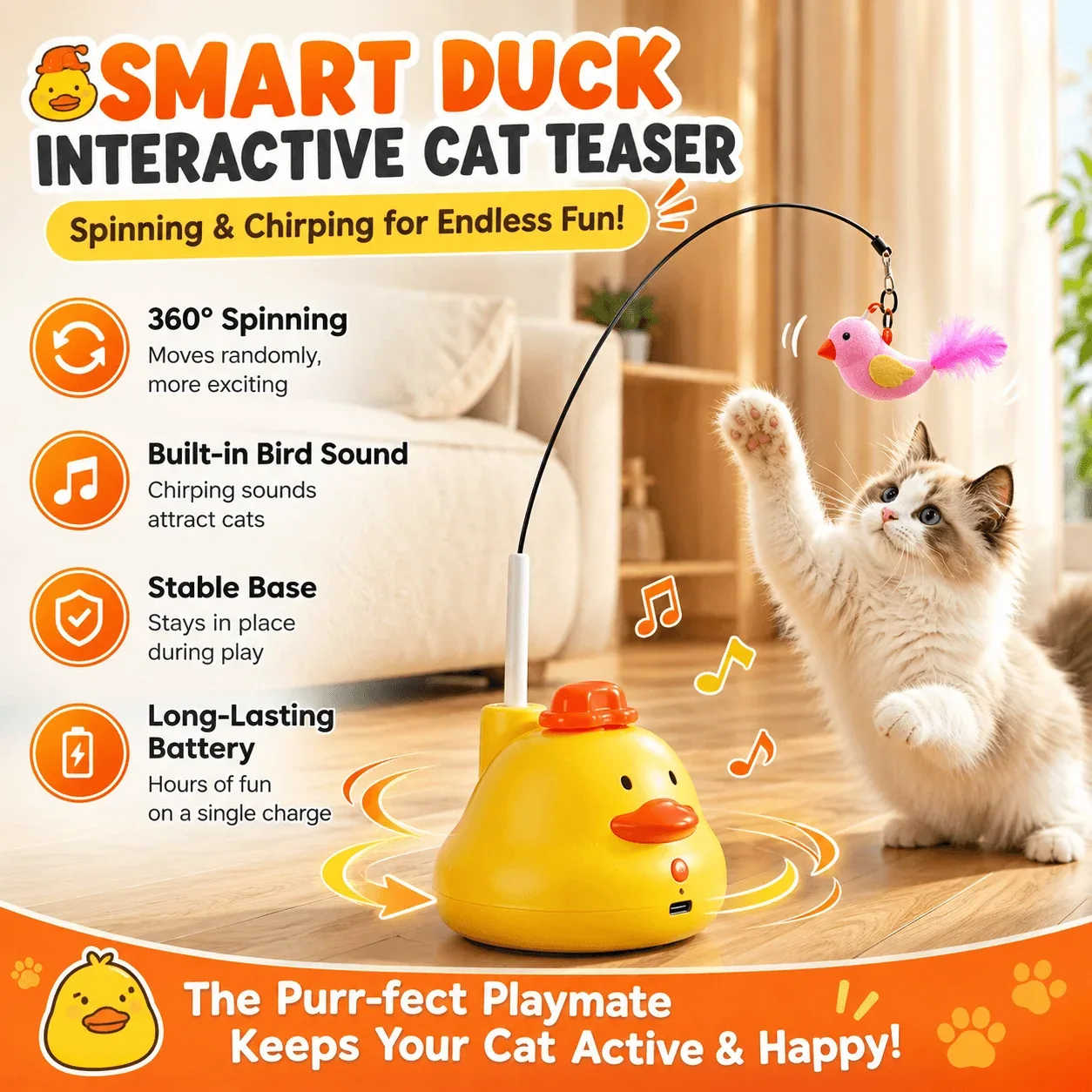 Smart Automatic Cat Teaser Toy with Motion Sensor & Bird Sound - Image 2