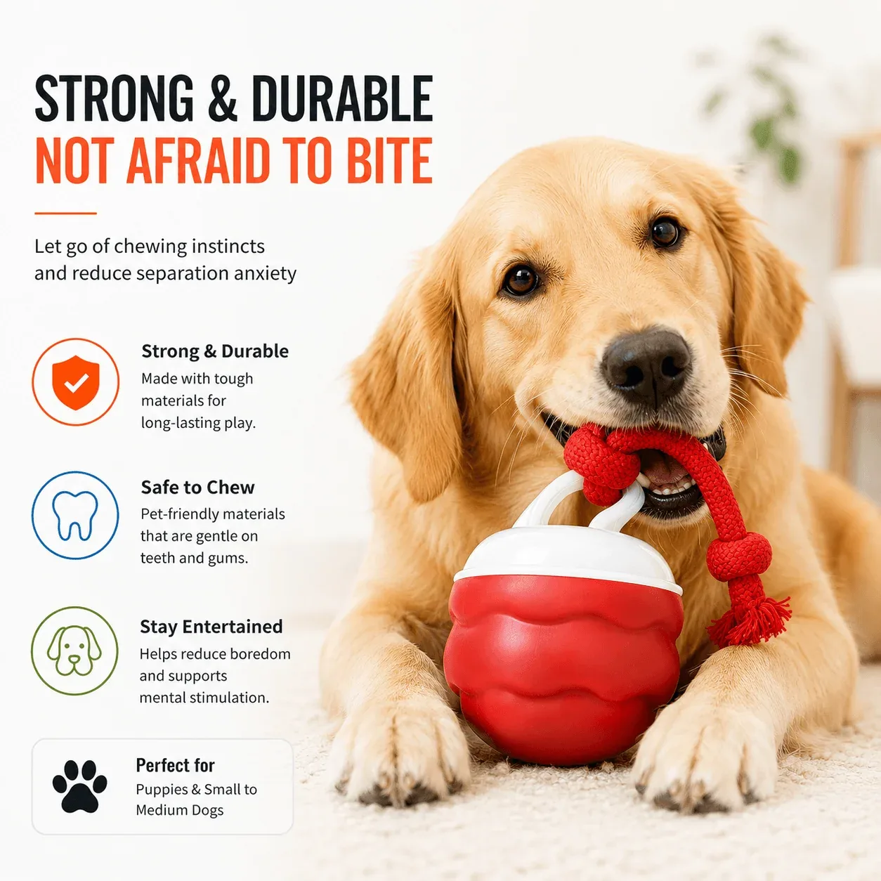 Smart Interactive Dog Ball Toy, Automatic Rolling Rope Toy - Image 2