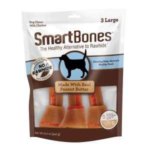 SmartBones Artificial-Free Classic Bone Chew Dog Treat Peanut Butter 12 oz 3 ct LG