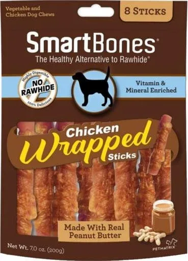 SmartBones Chicken Wrap Sticks Peanut Butter 8 Pk {L+1} 923148 (D)