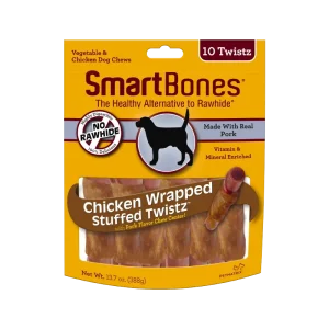 SmartBones Dog Treat Chicken Wrapped Stuffed Twistz 10pk