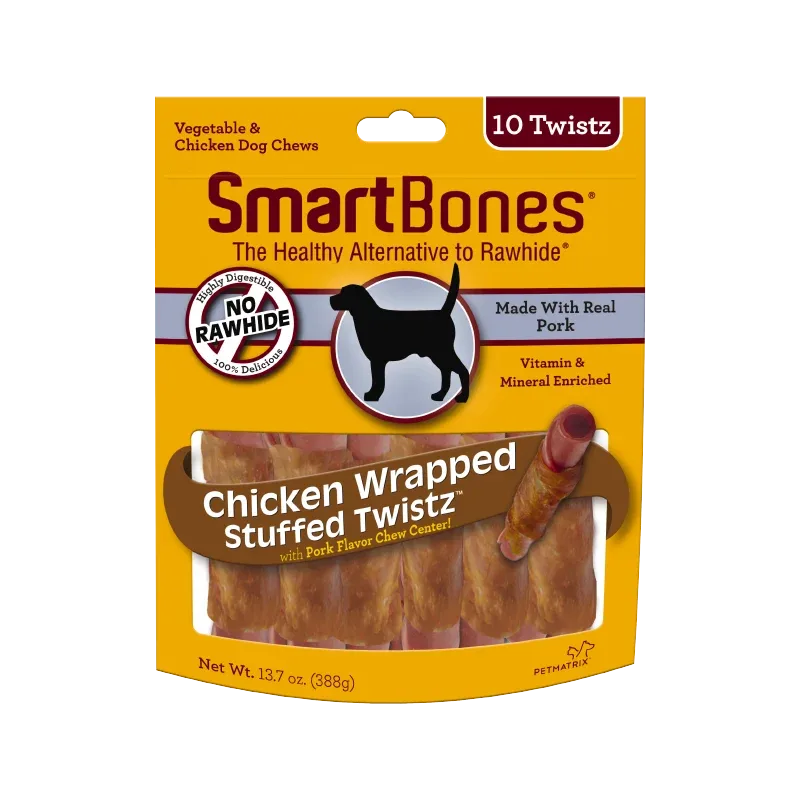 SmartBones Dog Treat Chicken Wrapped Stuffed Twistz 10pk