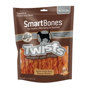 Smartbones Dog Treat Chicken Wrapped Twistz with Peanut Butter 30pk