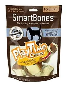 SmartBones PlayTime Chews Peanut Butter Small 10 Pk {L+1 } 923046 (D)