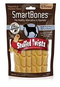 SmartBones Stuffed Twists Peanut Butter 6pck {L+1} 923019 (DD)