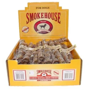 Smokehouse USA Made Bacon Skin Twists Dog Chew LG 25ct