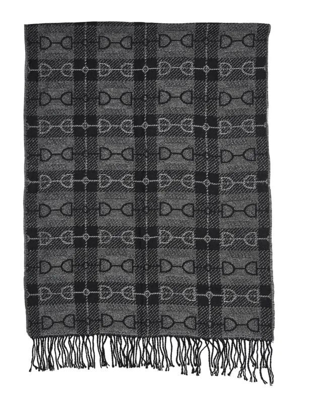 Snaffle Bit Plaid Scarf Black