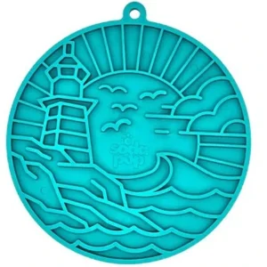 SodaPup eMat Enrichment Lick Mat Lighthouse with Suction Cups Sea Foam Blue 8 in
