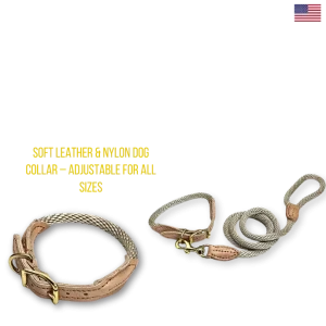 Soft Leather & Nylon Dog Collar – Adjustable for All Sizes
