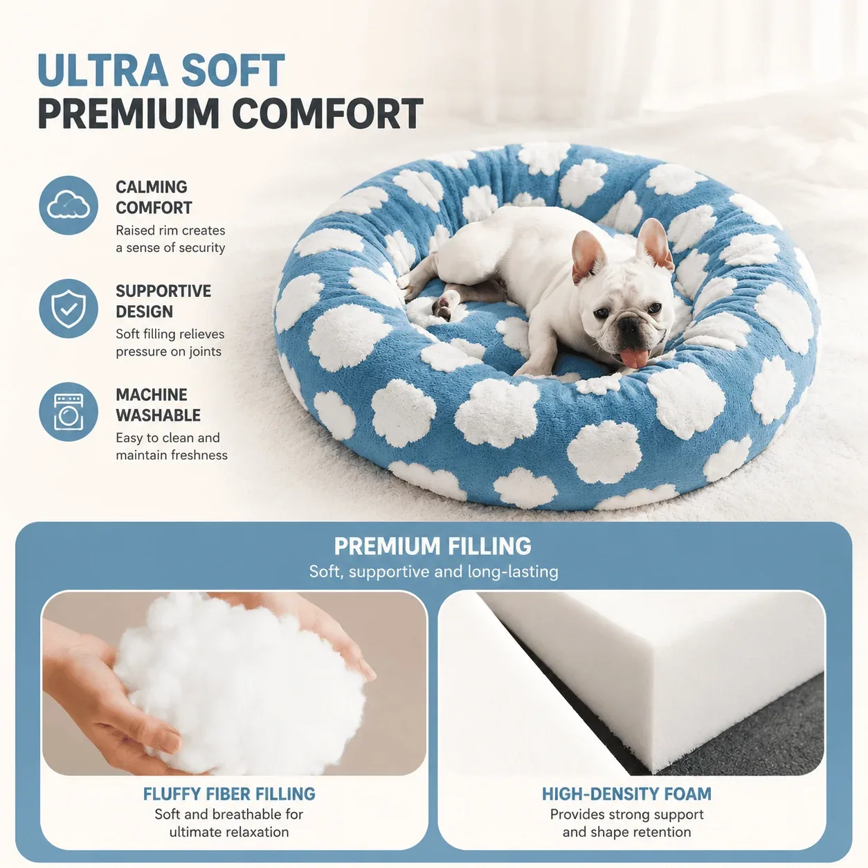 Soft Plush Donut Bed for Dogs & Cats - Image 2
