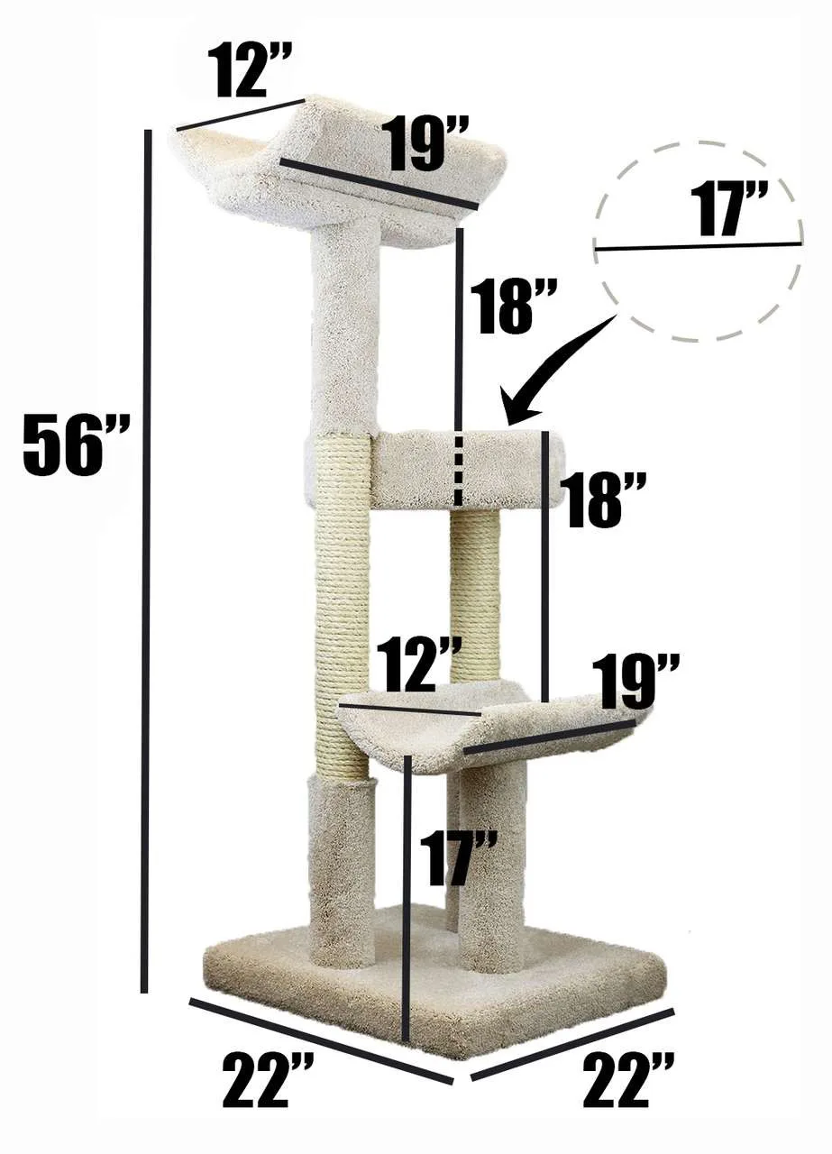 Solid Wood Cat Scratching Tower with Double Scratching Posts for Large Cats - Image 2