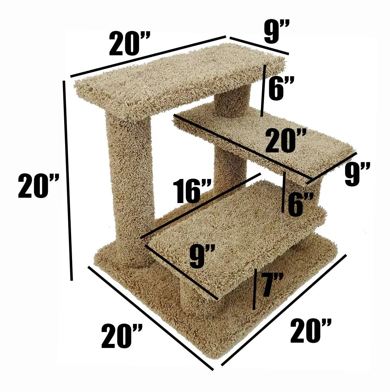 Solid Wood Cat Stairs for Beds & Furniture | Pet Steps for Cats & Small Dogs - Image 2