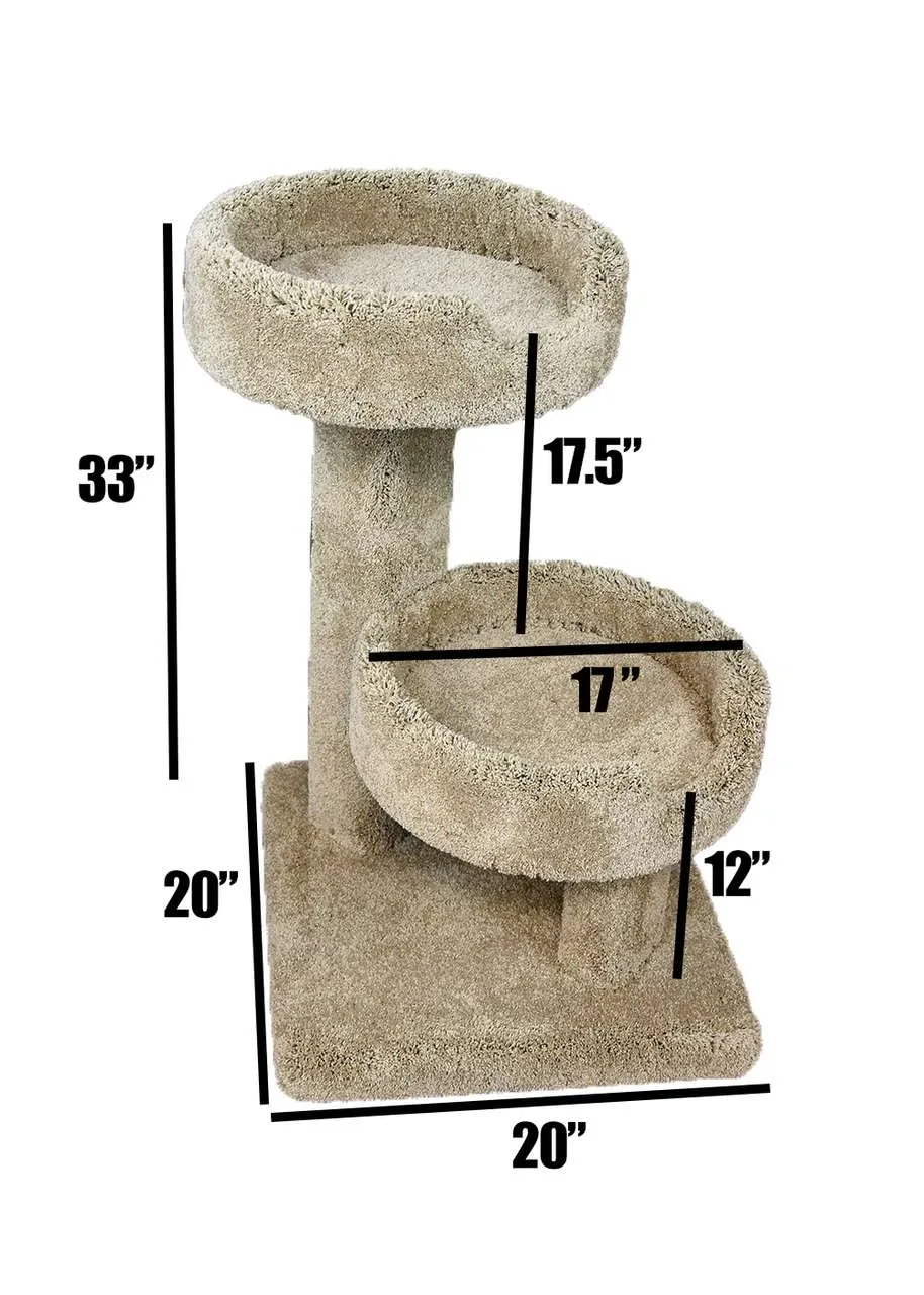 Solid-Wood Large Cat Sleeper | Plush Carpeted Indoor Cat Bed & Tower - Image 2