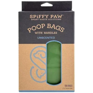 Spiffy Paw Unscented Poop Bags w/ Tie Handle for Waste Disposal