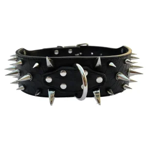 Spiked Leather Dog Collar – Crocodile Pattern for Large Dogs