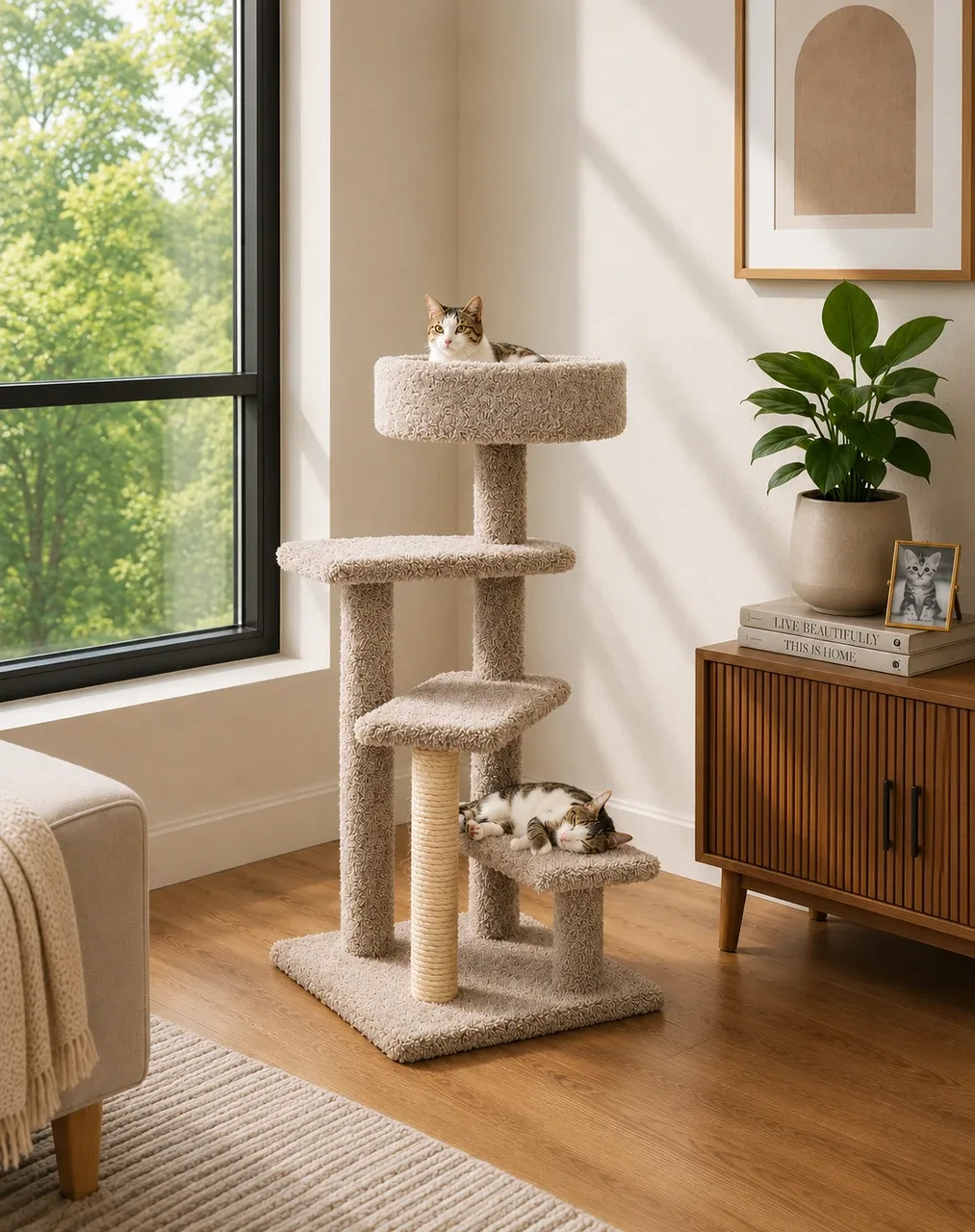 Spiral Cat Tree with Stairs for Senior Cats & Kittens
