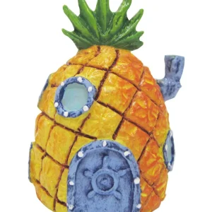 SpongeBob Pineapple Home Aquarium Ornament, Orange, Grey, Green, 2 in, Mini
