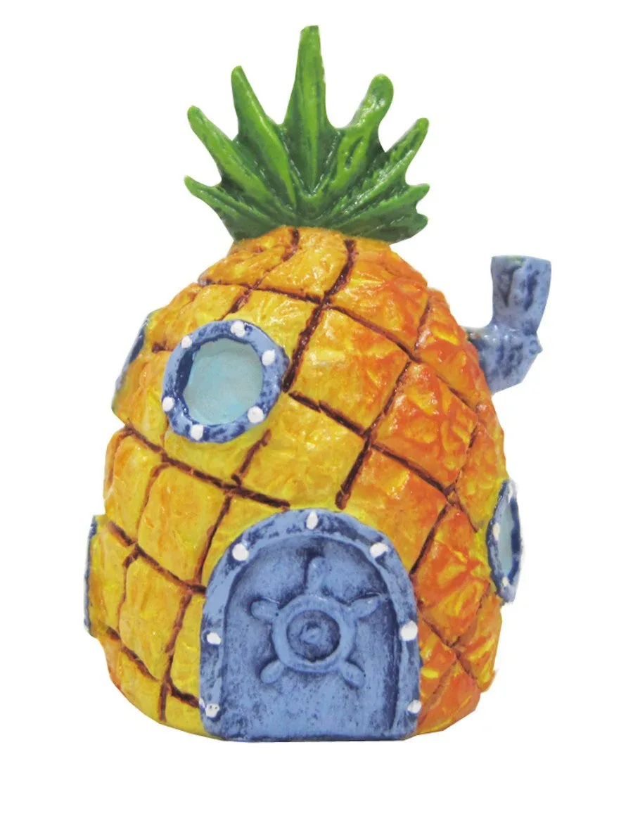 SpongeBob Pineapple Home Aquarium Ornament, Orange, Grey, Green, 2 in, Mini