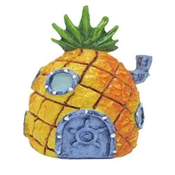 SpongeBob Pineapple Home Aquarium Ornament, Orange, Grey, Green, 2 in, Mini - Image 2