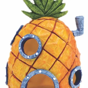 SpongeBob Pineapple Home Aquarium Ornament, Orange, Grey, Green, 6 in