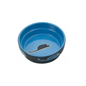 Spot 5 in Cat Blue Fresco Stoneware Dish by Ethical Pet