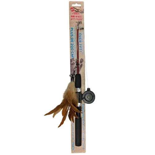 Spot Cat Toy Fishing Rod N Reel Kitty Teaser Black, Brown 16 in - Image 2