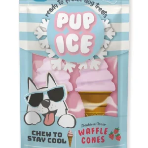 Spot Pup Ice Dog Chew Treat Waffle Cone Strawberry 2 pk