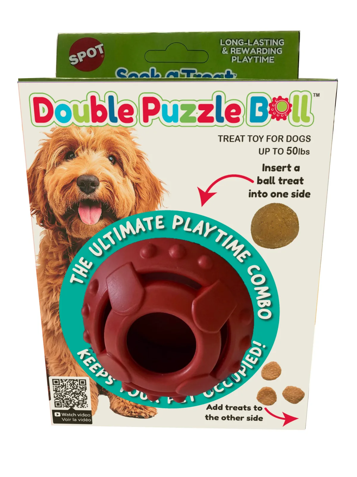 Spot Seek a Treat Double Puzzle Ball Dog Toy 3.25 in