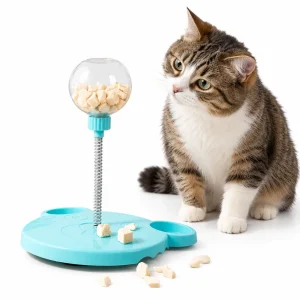 Spring Wobble Treat Dispenser for Cats & Small Dogs – Interactive Pet Toy with Suction Base