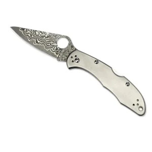 Spyderco Delica 4 Titanium Damascus Pocket Knife