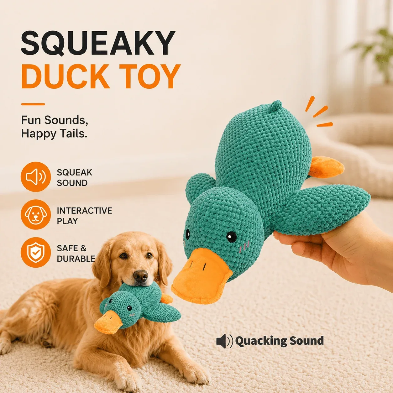Squeaky Low-Quack Duck Toy - Image 2
