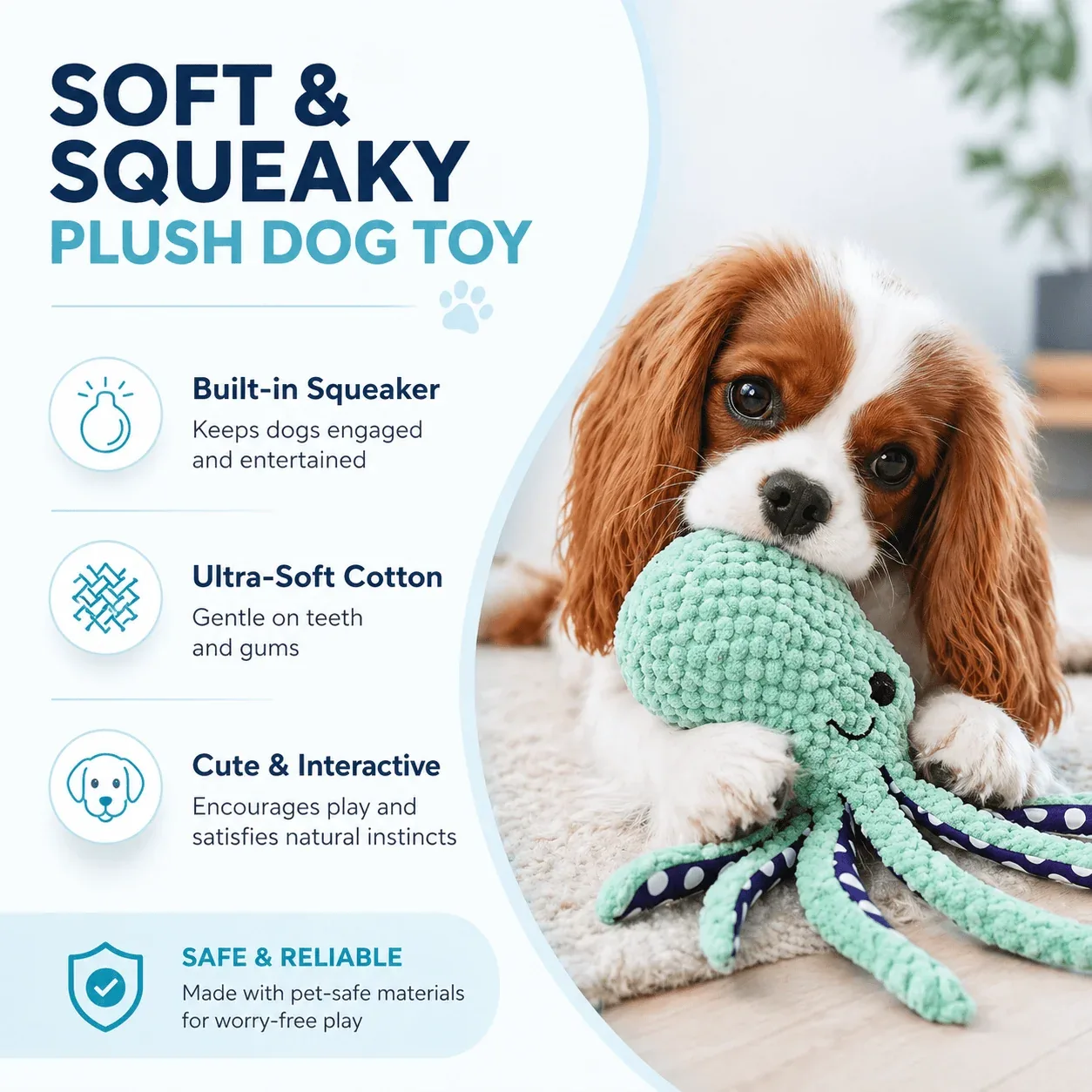 Squeaky Octopus Dog Toy - Image 2