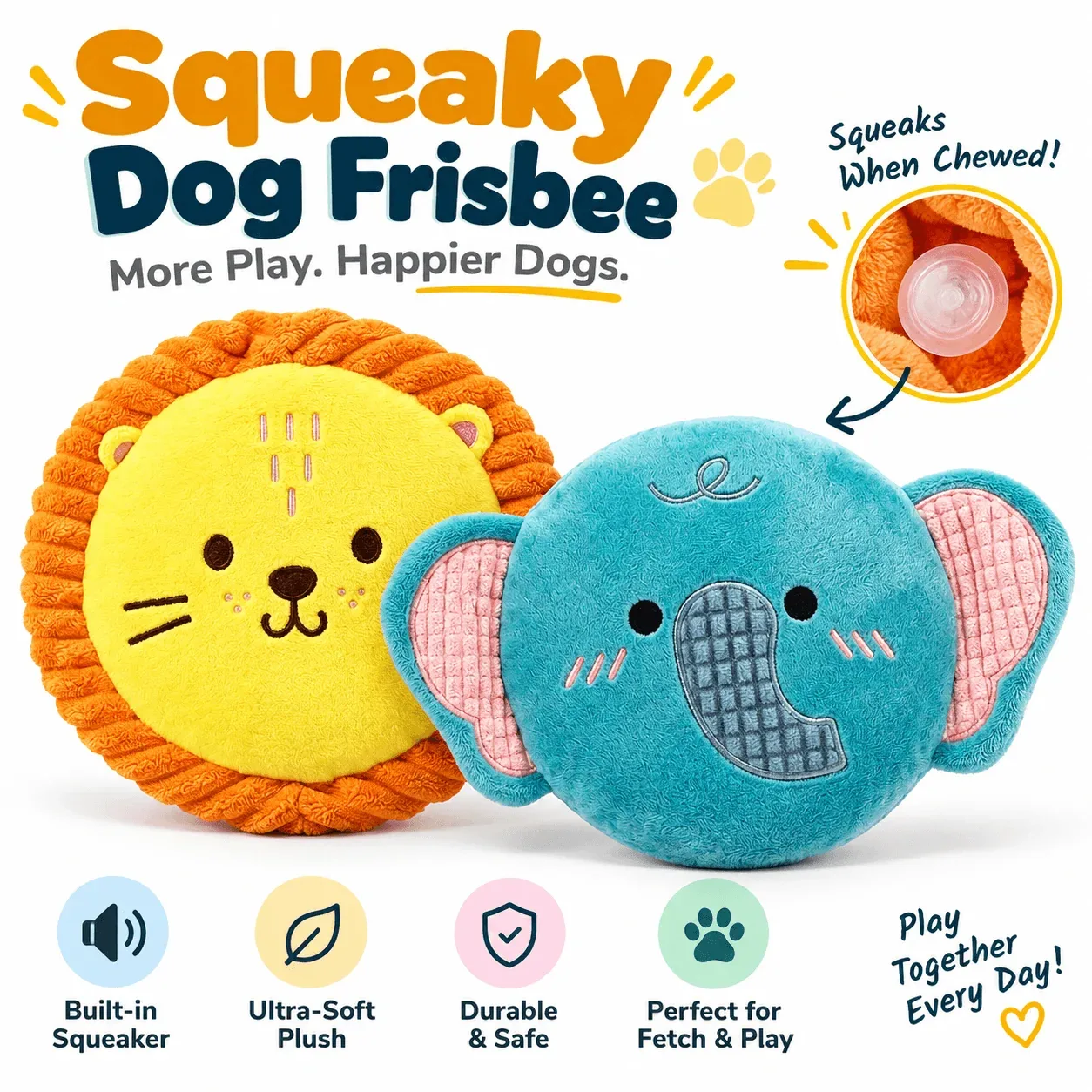 Squeaky Plush Dog Frisbee - Image 2