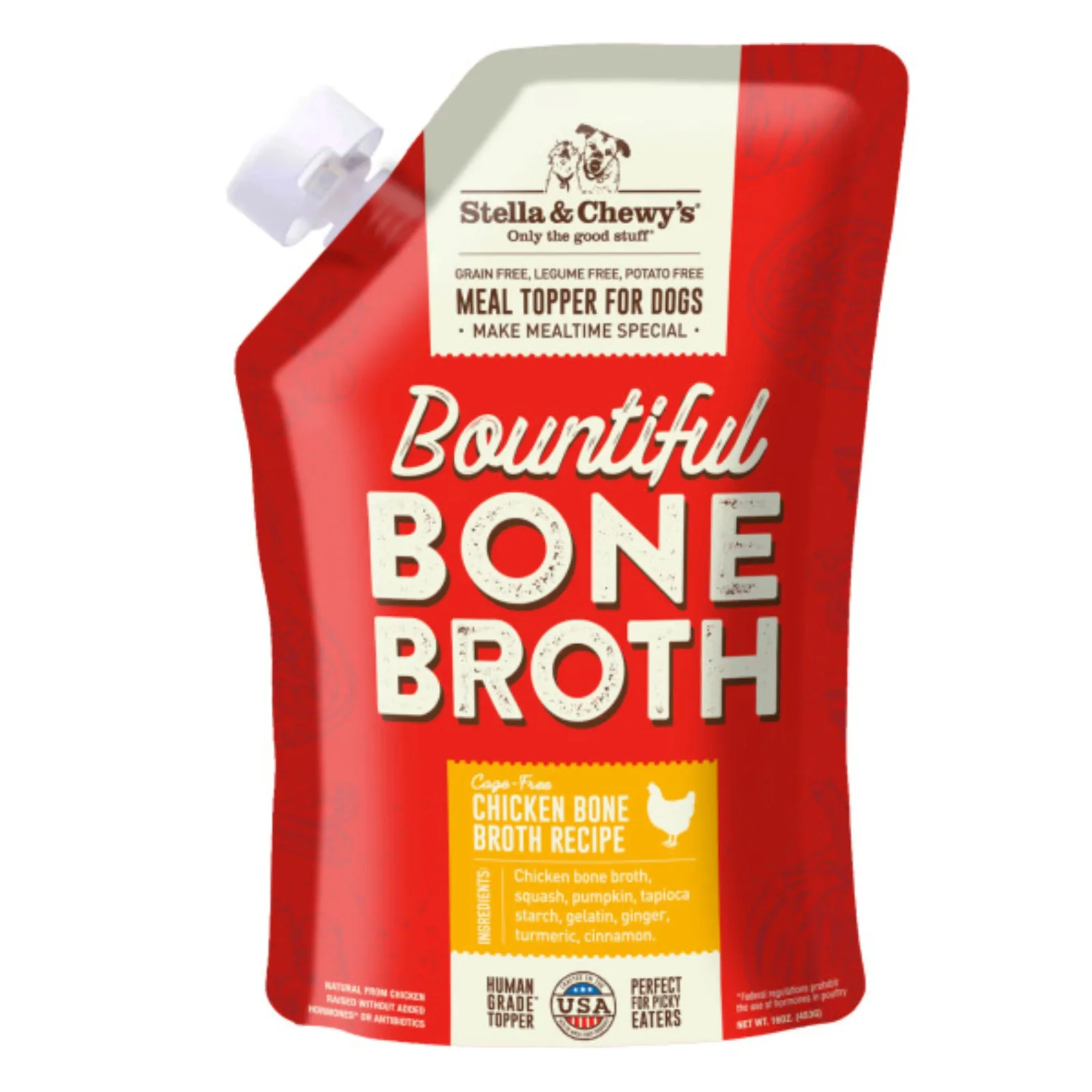 Stella & Chewy's Bountiful Bone Broth Cage Free Chicken Bone Broth Recipe for Dogs 16 oz. Resealable Pouch