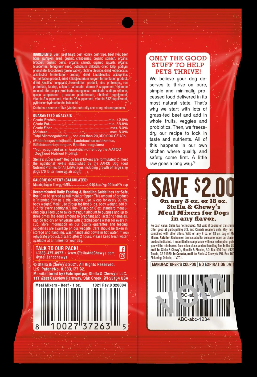 Stella & Chewy's Dog Freeze-Dried Stella's Super Beef Meal Mixers - 1 oz - Image 2